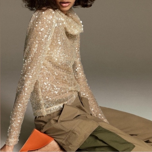 Sunday in Brooklyn Shimmering Gold Sequin Top - Picture 2 of 4